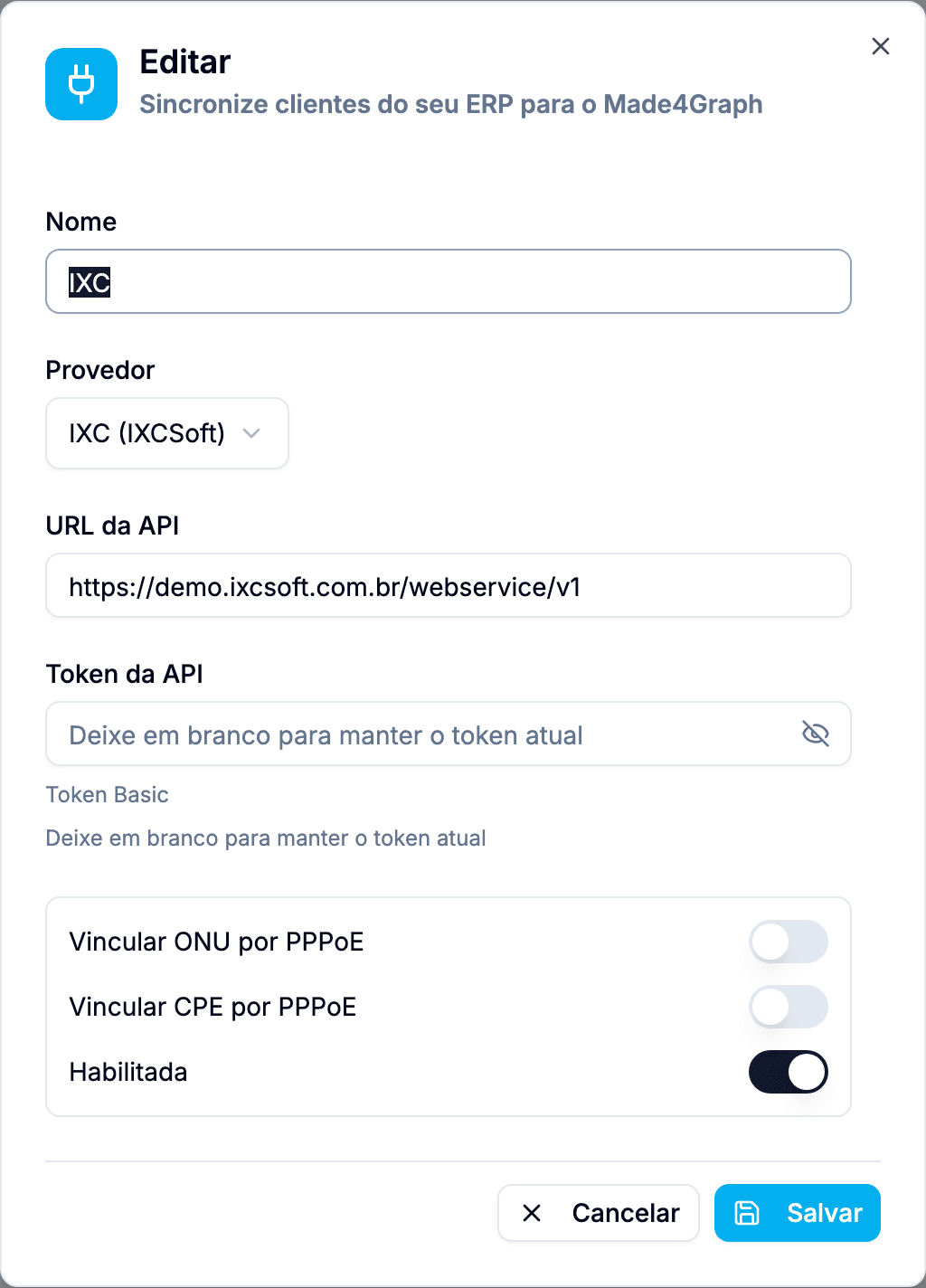 Formulário de integração