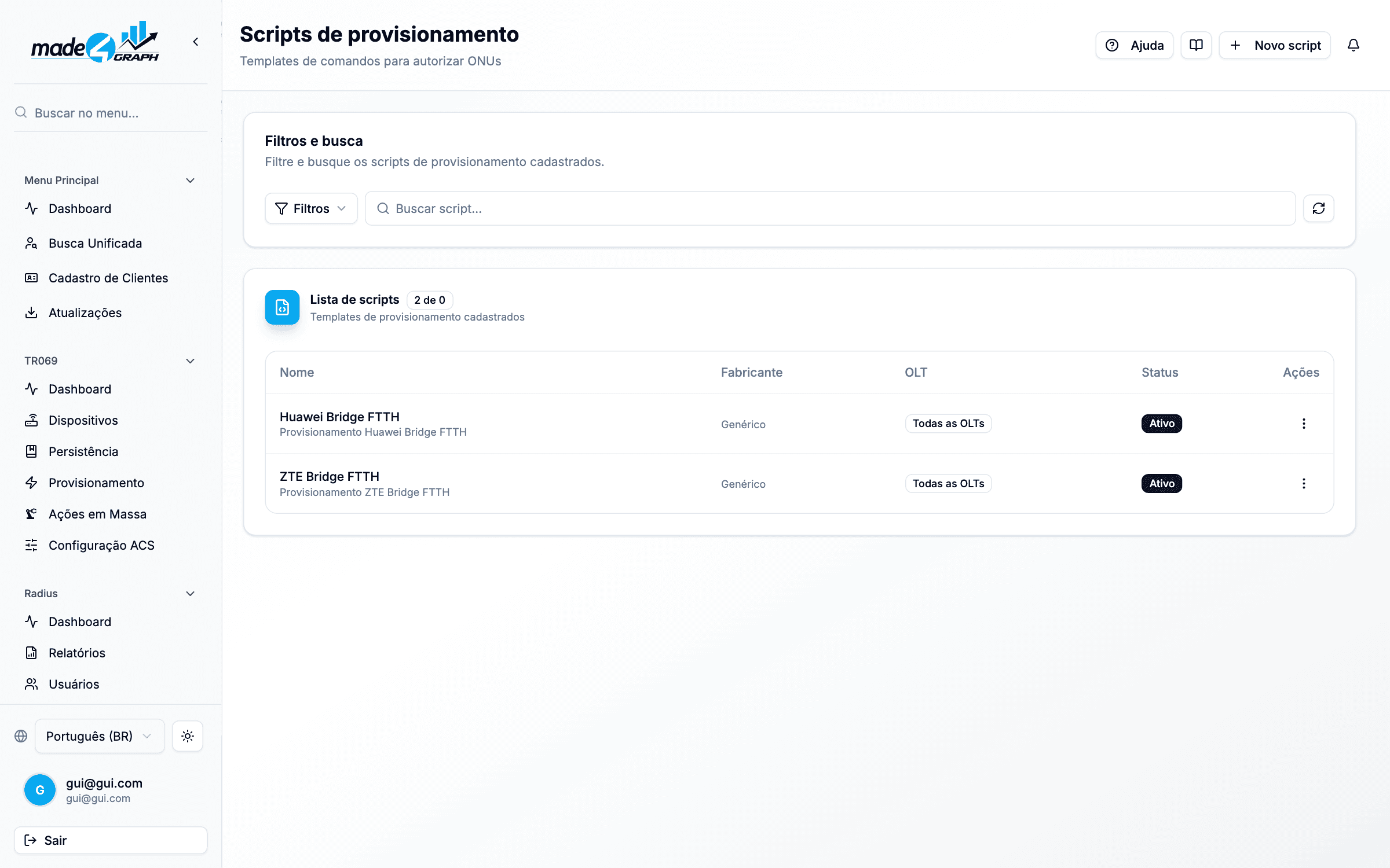 Scripts de provisionamento