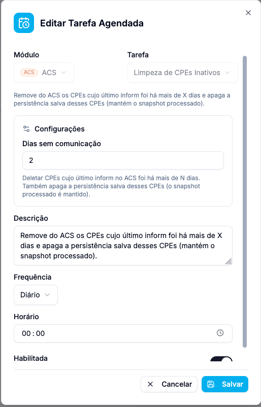 Tarefa Limpeza de CPEs Inativos