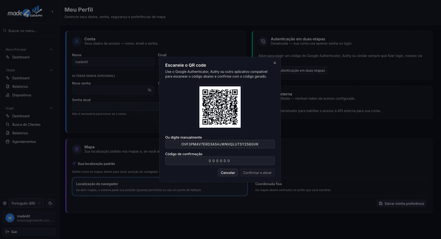 Tela para escanear o QR code