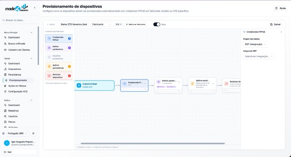 Editor de provisionamento